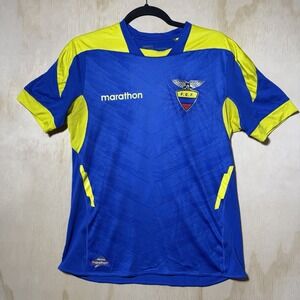 Ecuador FEF Soccer 2014  Jersey Womens Medium Marathon Blue Yellow Futbol Shirt